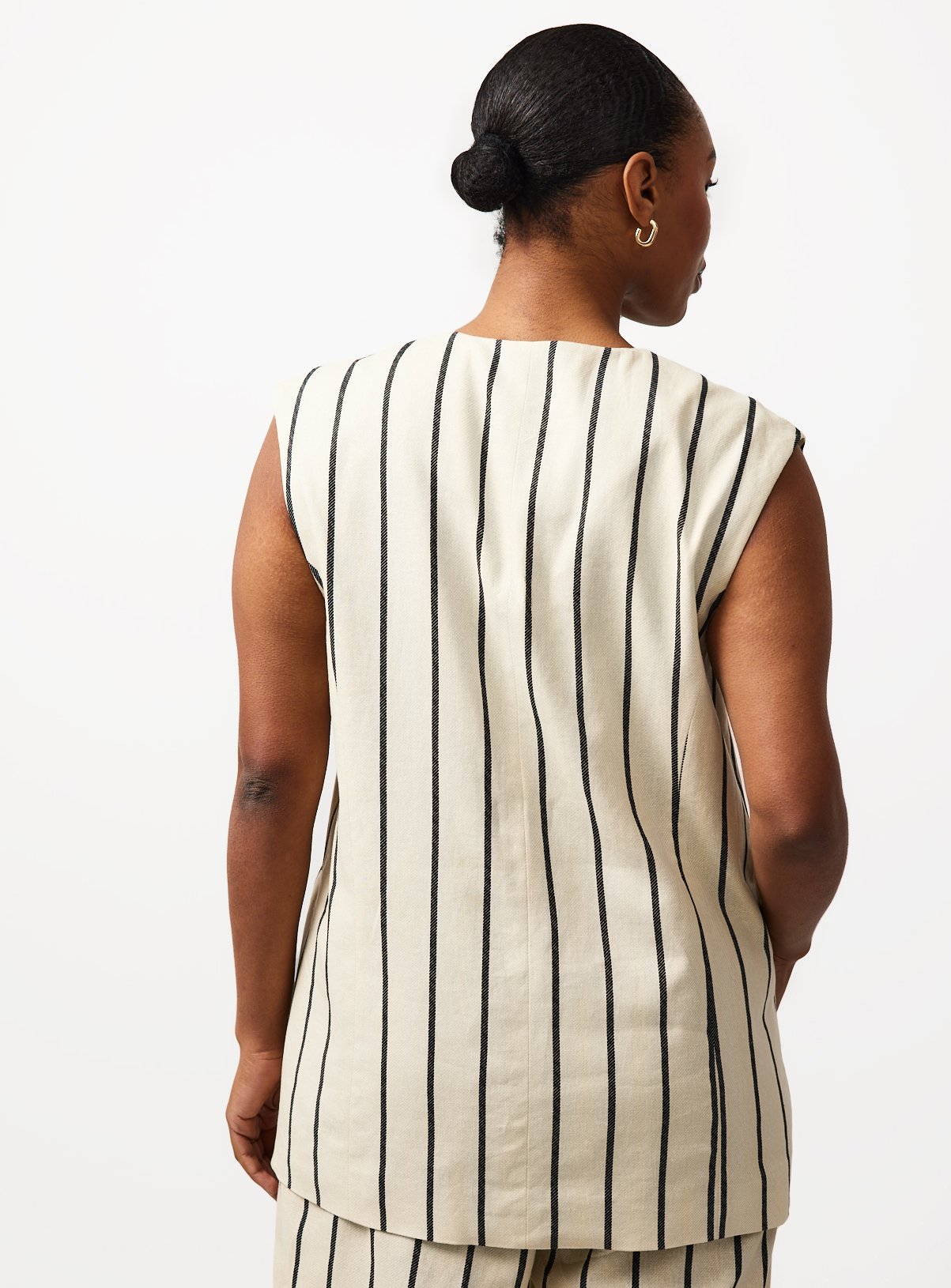 Natural Stripe Linen Blend Co-ord Waistcoat 10 - Image 4 thumbnail